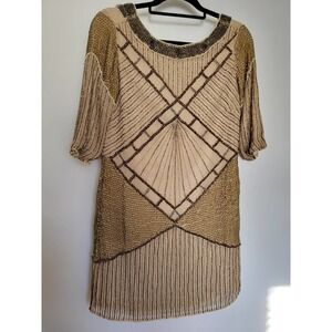 AS by DF | Moonlight Creme Bianca Beaded Silk Dress